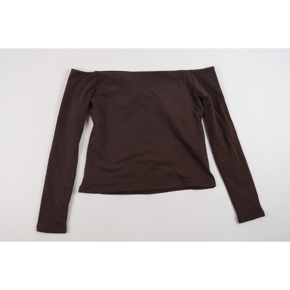 Abercrombie & Fitch Top Bra-Free Off-Shoulder Brown Solid Large NWT